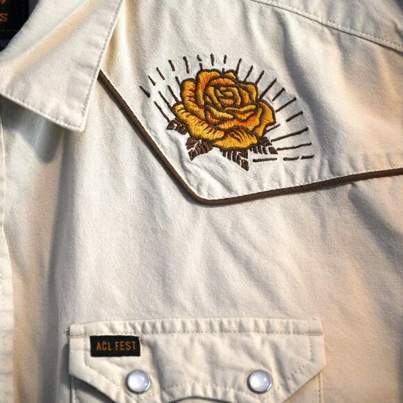 Howler Brothers ACL yellow rose short sleeve crosscut shirt L - Picture 4 of 6